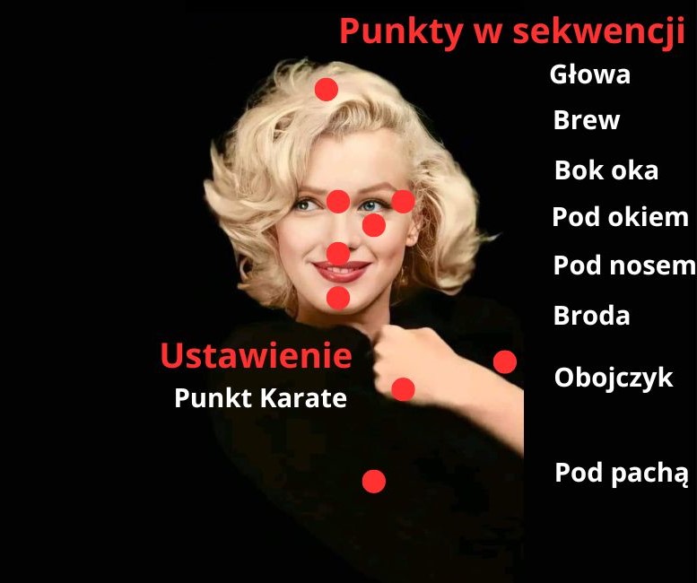 Na zdjęciu zaznaczone kolorem czerwonym i opisane punkty używane w klasycznej wersji EFT.